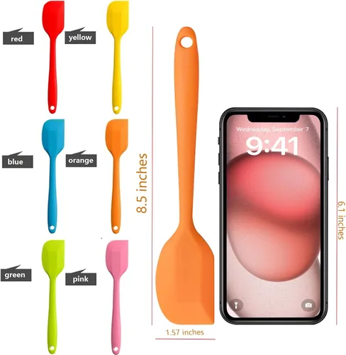 Miniatura 6 de 8 espátulas de silicona, espátulas antiadherentes de 8.5 pulgadas con núcleo de acero inoxidable, resistentes al calor, 500 ℉, diseño de una pieza