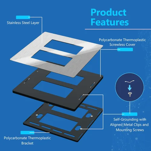 Miniatura 5 de LIDER Placa de Pared Metálica Decorativa Doble, Resistente a la Temperatura e Impacto, Acero Inoxidable 430, Cubierta sin Tornillos, Actualización