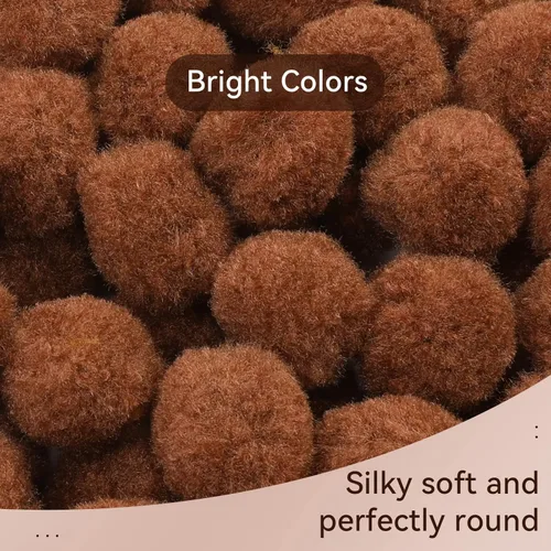 Miniatura 4 de Morfen 150 pompones para manualidades, color marrón claro, bolas de pompón mullido de 1 pulgada para manualidades, proyectos de manualidades