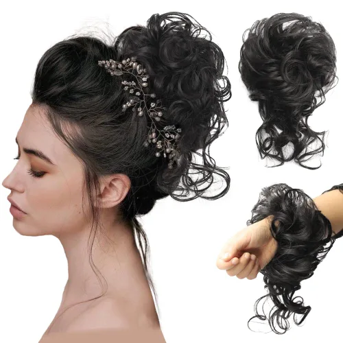 Miniatura 19 de Extensiones de cabello con moño desordenado, superlargas, estilo recogido, recogido, con banda elástica, para mujeres y niñas (12H24)