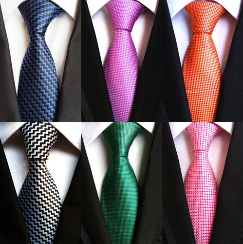 Miniatura 73 de WeiShang Lote de 6 corbatas clásicas de seda para hombre, corbatas tejidas jacquard