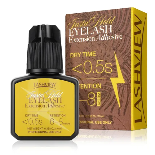 Miniatura 9 de LASHVIEW - Pegamento para extensiones de pestañas, 0.3 seg de secado rápido, permanencia de 6-8 semanas, adhesivo negro profesional, pegamento