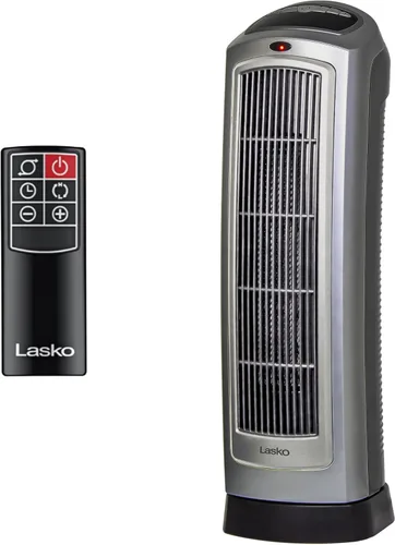Lasko Calentador de torre de cerámica digital oscilante para el hogar con termostato ajustable, temporizador y control remoto, 23 pulgadas, 1500 W,