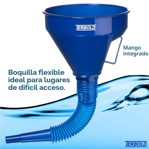 Miniatura 4 de Embudo flexible automotriz con manguera Embudo de aceite flexible de boca ancha para uso automotriz – gas, líquido de transmisión, combustible Azul