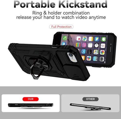 Miniatura 7 de Funda para iPhone SE (3ª y 2ª generación 2022/2020) y iPhone 8/7/6 con cubierta para lente de cámara, protector de pantalla HD, protección contra