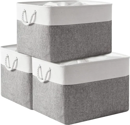 Miniatura 27 de TheWarmHome Contenedores de almacenamiento para estantes, tamaño mediano, 3 unidades, 13.8 pulgadas de largo x 9.8 pulgadas de ancho x 6.7 pulgadas