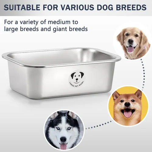 Miniatura 7 de Cuencos de Acero Inoxidable para Perros Grandes, Cuencos de Alimento de Perro de Metal de Alta Capacidad, Cuenco de Comida y Agua para Perros Acero