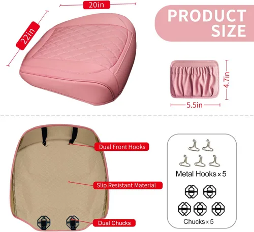 Miniatura 2 de 1 paquete de funda de cuero para asiento delantero de coche, funda inferior de asiento de coche, protectores de asiento de conductor antideslizantes