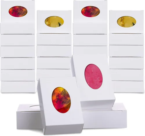 Miniatura 12 de TaoBary 100 Cajas de Jabón para Caseros, Cajas Pequeñas de Papel para Embalaje de Regalo de 3 x 3 x 1.2 Pulgadas con Ventana, Envoltorios de Regalo