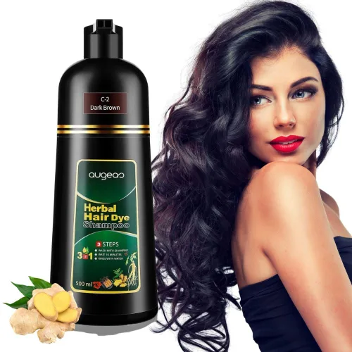 Champú instantáneo para teñir el cabello a base de hierbas para cabello gris, 16.9 onzas líquidas, para mujeres y hombres, champú de tinte negro 3