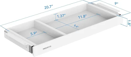 Miniatura 2 de Mount-It! Cajón de almacenamiento debajo del escritorio, organizador de cajones poco profundos para debajo del escritorio, accesorio de Blanco