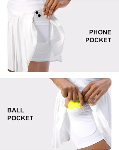 Miniatura 3 de SANTINY Women's Pleated Tennis Skirt 4 Pockets High Waisted Skort with Shorts Athletic Golf Skorts Skirts for Women