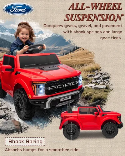 Miniatura 6 de First Ride On - Auto Ford F-150 Raptor de 12 voltios con licencia para niños, juguetes para montar con control remoto, vehículo eléctrico para niños