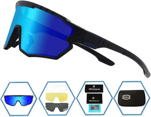 Miniatura 2 de Sports Sunglasses Cycling Glasses Pink Polarized Glasses Baseball glasses with 3 lenses,Fishing,Ski Running Golf Azul Negro
