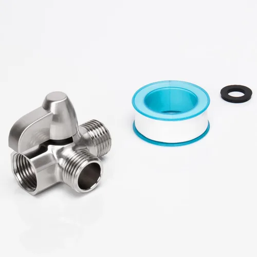 Miniatura 7 de NearMoon - Brazo de regadera de latón macizo G1/2 pulgadas, válvula desviadora de 3 vías para regadera de mano y cabezal de pulverización fijo