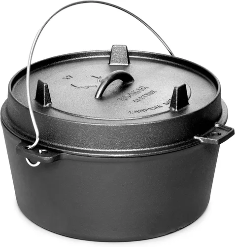 Miniatura 4 de EDGING CASTING Hornos holandeses de hierro fundido pretratados para acampar al aire libre, olla de hierro fundido para acampar al aire libre