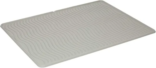 Alfombra para arena de gato impermeable PetFusion con canales internos y bordes exteriores elevados (grado silicona FDA = higiene superior), L, Gris