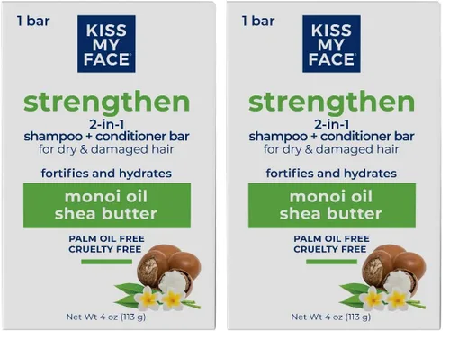 Miniatura 7 de Kiss My Face Barra de champú y acondicionador 2 en 1, hidratante, calmante, suaviza para todo tipo de cabello, sin aceite de palma, libre
