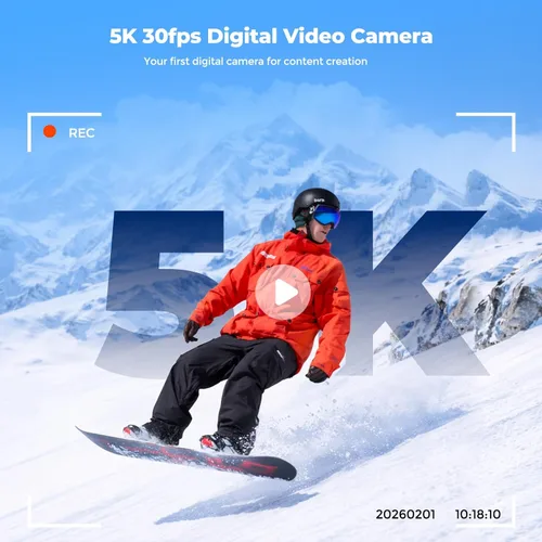 Miniatura 2 de Cámara digital 5K para fotografía, cámara de enfoque automático de 72 MP con zoom óptico 6X, cámara de vlogging de pantalla abatible de 180°