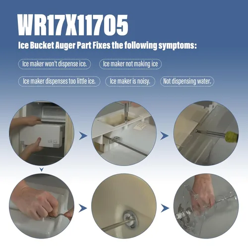 Miniatura 6 de Barrena dispensadora de fabricador de hielo mejorada para piezas de repuesto de refrigerador GE WR17X11705 WR17X11939 PS1018130 AP3849786 AP3672963
