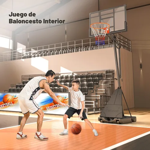 Miniatura 7 de Yohood - Canasta de baloncesto portátil para exteriores con tablero de 44/48 pulgadas, sistema de meta ajustable rápidamente a 10 pies con ruedas