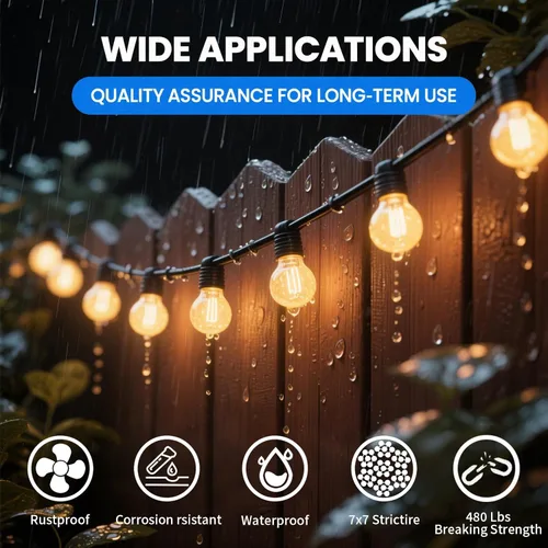 Miniatura 2 de Kit de suspensión de luces de cuerda de globo, cable guía de luz para exteriores, cable de acero inoxidable recubierto de vinilo, incluye 50 pies