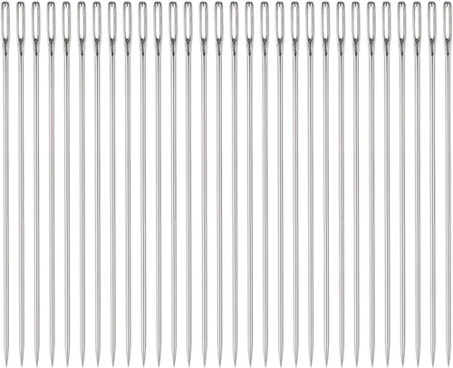 Miniatura 6 de HARFINGTON 30 agujas de abalorios de 0.063 in de diámetro, agujas de coser rectas largas de acero inoxidable, agujas de coser bordadas de 6 pulgadas