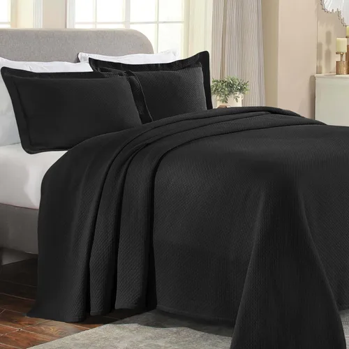Miniatura 14 de Cubrecama doble Superior Diamond Solitaire de algodón de primera calidad Jacquard Matelassé con fundas de almohada a tono, color aguamarina, Blanco