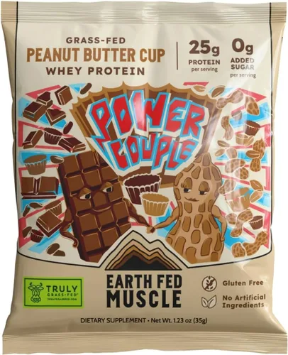 Miniatura 10 de Earth Fed Muscle Power Couple Mantequilla de Maní Chocolate Aislado de Proteína de Suero Verdaderamente Alimentado con Pasto - Certificado NSF. Sin