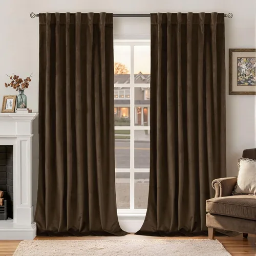 Miniatura 16 de BGment Cortinas de terciopelo rosa polvoriento, 2 paneles de 84 pulgadas, 2 paneles para sala de estar, aislamiento térmico de lujo, reducen