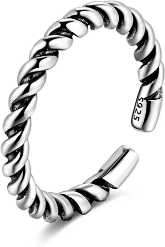 Miniatura 22 de CANDYFANCY Anillo de nudo celta de plata de ley 925 abierto para el dedo medio nudillo para mujer, tamaño ajustable 4-7