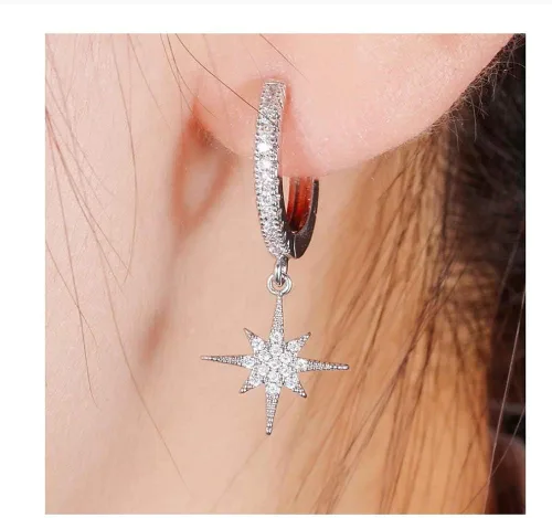 Miniatura 5 de Adabele - 10 ganchos redondos de plata de ley auténtica para aretes de 0.551 in (0.55 pulgadas) con circonita cúbica de diamante de circonita cúbica