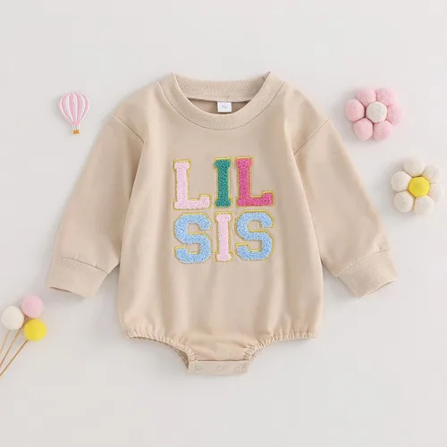 Miniatura 2 de FOCUSNORM Ropa de bebé recién nacida, ropa para niña con estampado de papi, sudadera bordada, mameluco de manga larga