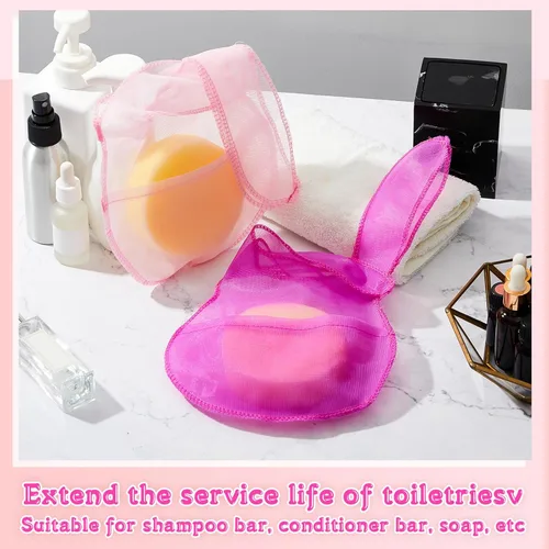 Miniatura 4 de Nuanchu Bolsa de soporte para barra de champú, bolsa ahorradora de jabón, bolsa de belleza para champú y acondicionador, bolsa de barra