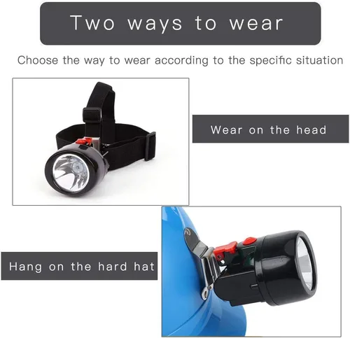 Miniatura 5 de Linterna frontal LED recargable, resistente al agua y a prueba de explosiones para casco duro, luz de cabeza de minero de carbón subterráneo súper