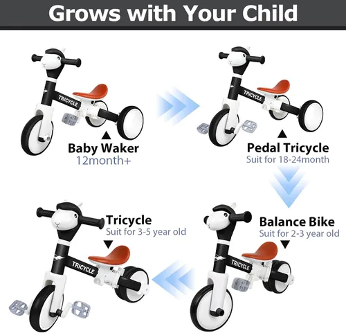 Miniatura 2 de Bicicleta de equilibrio para niños y niñas, triciclo para niños pequeños de 1 a 5 años, triciclo para niños pequeños con luz y música frontal