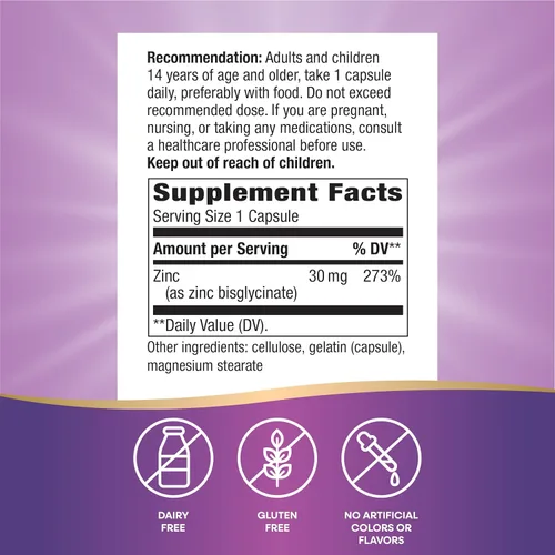 Miniatura 5 de Nature's Way Quelato de zinc, apoya la función inmunológica*, 30 mg por porción, 100 cápsulas