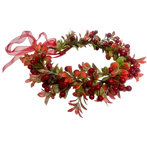 Corona de Flores de Navidad Corona Floral de Bayas Rojas Corona de Piña Bosque Woodland Boda Diadema Banda para la Cabeza