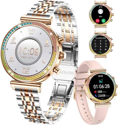 Miniatura 9 de TYBERLEY Reloj inteligente para mujer, pantalla HD de 1.27 pulgadas, Bluetooth llamadas, rastreador de actividad física, reloj inteligente deportivo