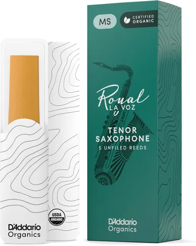Miniatura 14 de D'Addario Royal Cañas de saxofón tenor orgánico La Voz, tamaño mediano de fuerza, paquete de 10