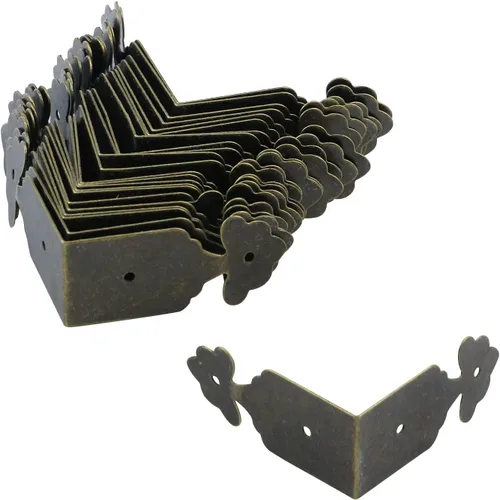 Miniatura 10 de Antrader 24 piezas de caja de esquinas triangulares de metal protector de esquina de gabinete protector de seguridad para decoración de muebles