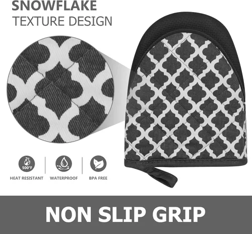 Miniatura 5 de 1 par de guantes cortos para horno, guantes de silicona para horno de cocina, resistentes al calor, 500 ℉, mini guantes para horno con superficies