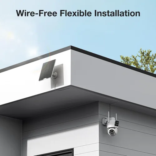 Miniatura 6 de TKENPRO Cámaras de seguridad solar de doble lente inalámbricas para exteriores, video Full HD 2K, visión de 360° Pan/Tilt Cámara de seguridad