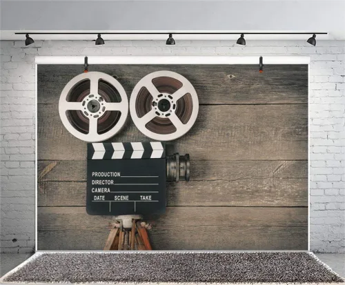 Miniatura 9 de AOFOTO Cámara de película antigua de 5 x 3 pies sobre fondo de tablero de madera, película vintage, película, fotografía, telón de fondo, carrete