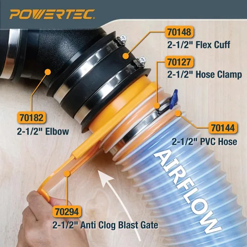 Miniatura 8 de POWERTEC 70294 - Puerta de ráfaga integrada de 2-1/2 pulgadas, resistente a obstrucciones, ajuste de plástico ABS cónico antihuecos para sistemas