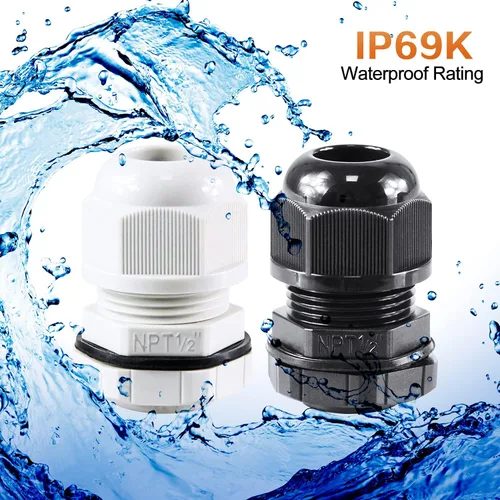 Miniatura 19 de Surtido de prensaestopas de nailon IP68, impermeable, con certificación UL y compatible con RoHS, 20 piezas, alivio de tensión de cable de 1/4 Negro