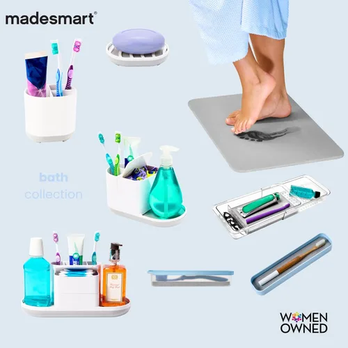 Miniatura 6 de madesmart Bathtub Corner Shelf, Suction Cup Bath Organizer for Shampoo, Soap, Razors & Shower Accessories, Non Slip Bathroom Storage Tray with