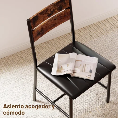 Miniatura 8 de IRONCK Juego de mesa de comedor para 2, mesa de cocina pequeña con sillas tapizadas, juego de mesa de comedor para cocina y comedor, juego de Marrón
