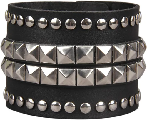 Jeilwiy Pulseras de cuero punk para hombres, pulseras hechas a mano, brazalete ancho, joyería trenzada, color negro y marrón, ajustable, regalos de