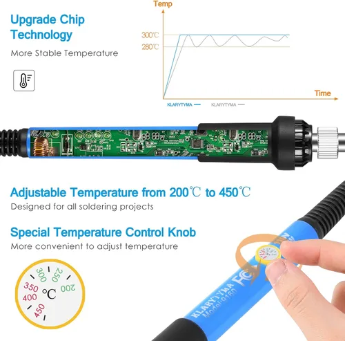 Miniatura 3 de Kit de soldador, temperatura ajustable 13 en 1 60 W, herramienta de soldadura electrónica con interruptor de encendido/apagado, 5 puntas